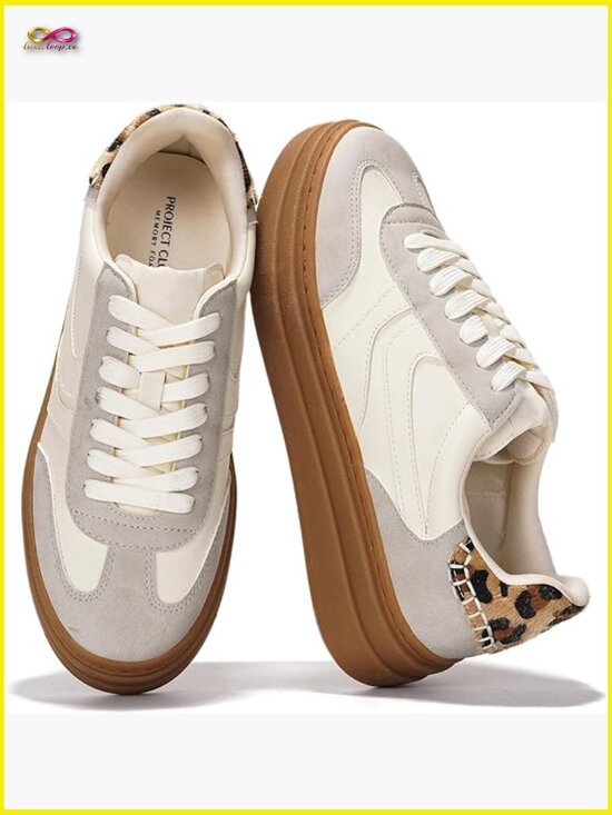 Shoes - Platform Sneakers with Memory Foam Insole Lightweight Non-Slip Fashion Lace Up